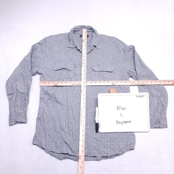 Pure Stuff Flannel Long Sleeve Button Up Shirt Mens Size Large L Gray Black - Picture 6 of 10